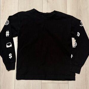 Crown Boys Black Graphic Long-Sleeve Kids Tee size S